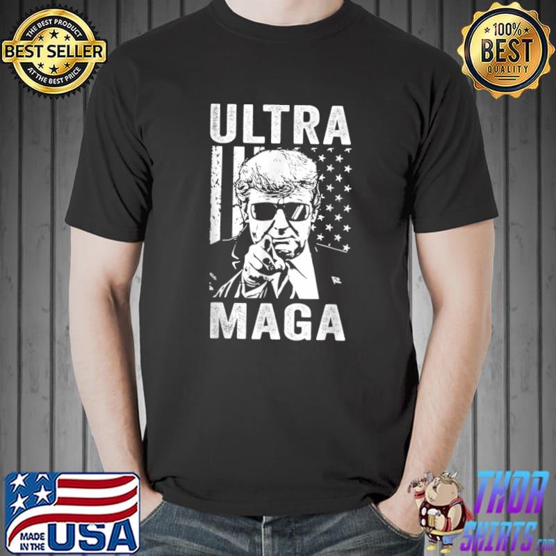 Funny Anti Joe Biden ULTRA MAGA Patriotic Trump USA Flag T-Shirt