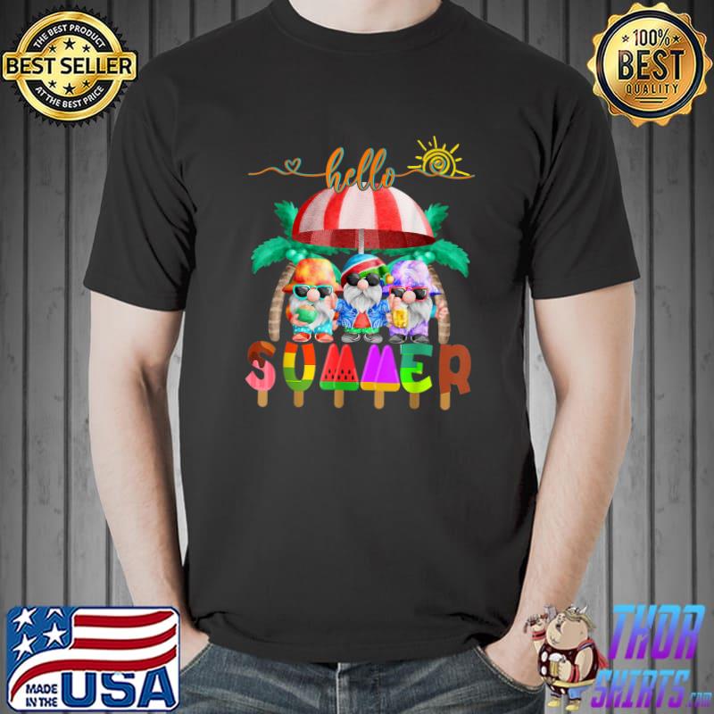 Hello Summer Gnome Funny Beach Summer Vacation T-Shirt