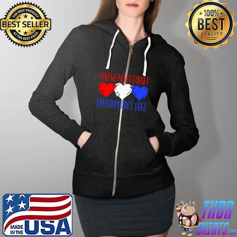 Memorial Day Quote For Veterans Patriotic Red White Blue Premium T-Shirt Full Zip Hooded