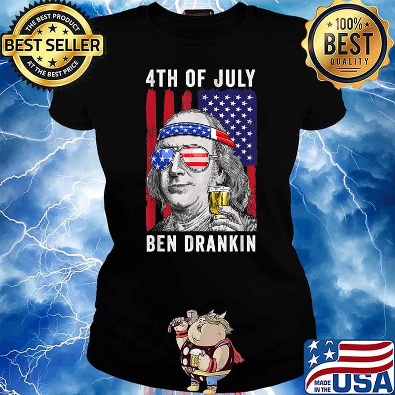 Mens Ben Drankin 4th Of July Usa Flag Vintage Independence Day T-Shirt Ladies tee
