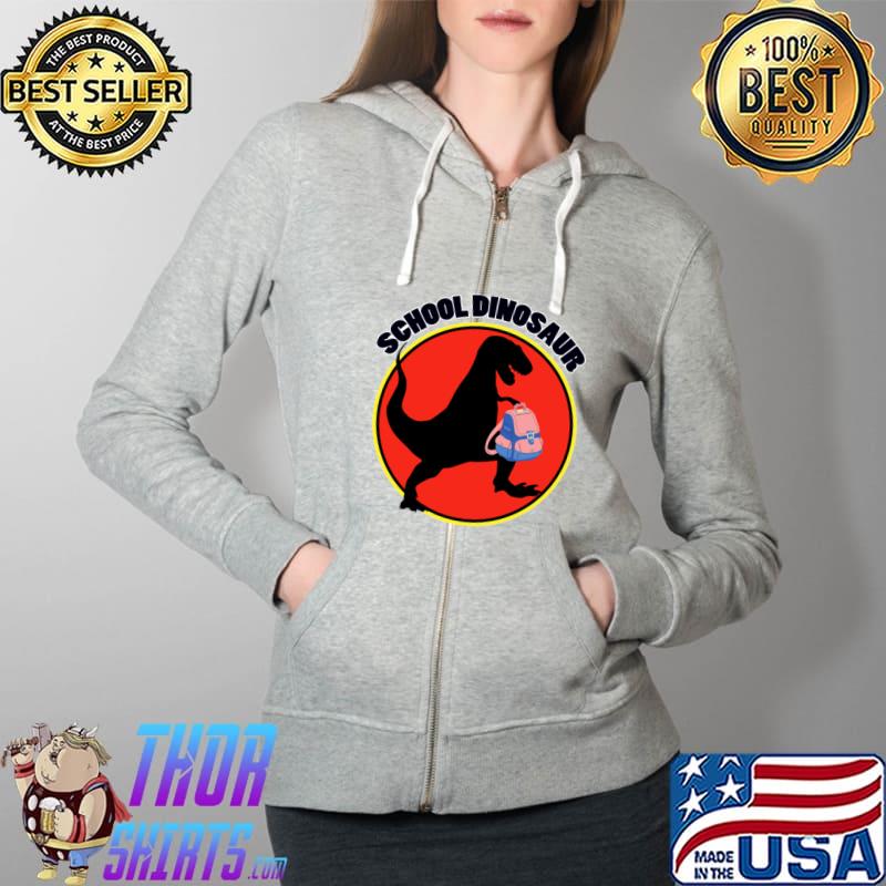 School Dinosaur T-Shirt Full Zip Hooded
