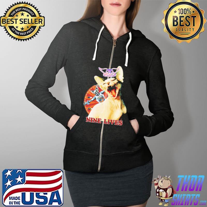 Top Nine Live Tour Aerosmith Cat Shirt Full Zip Hooded