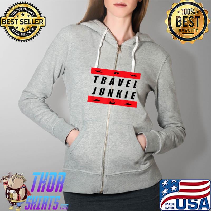 Travel Junkie T-Shirt Full Zip Hooded