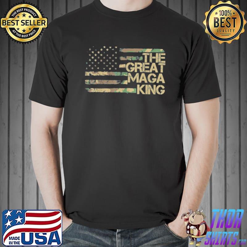 Ultra maga the great maga king pro Trump American flag shirt