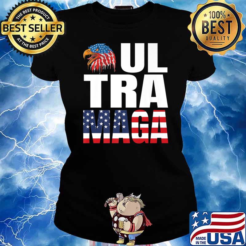 Ultra Mega Patriotic Trump Republicans USA Flag Apparel Tee Premium T-Shirt Ladies tee