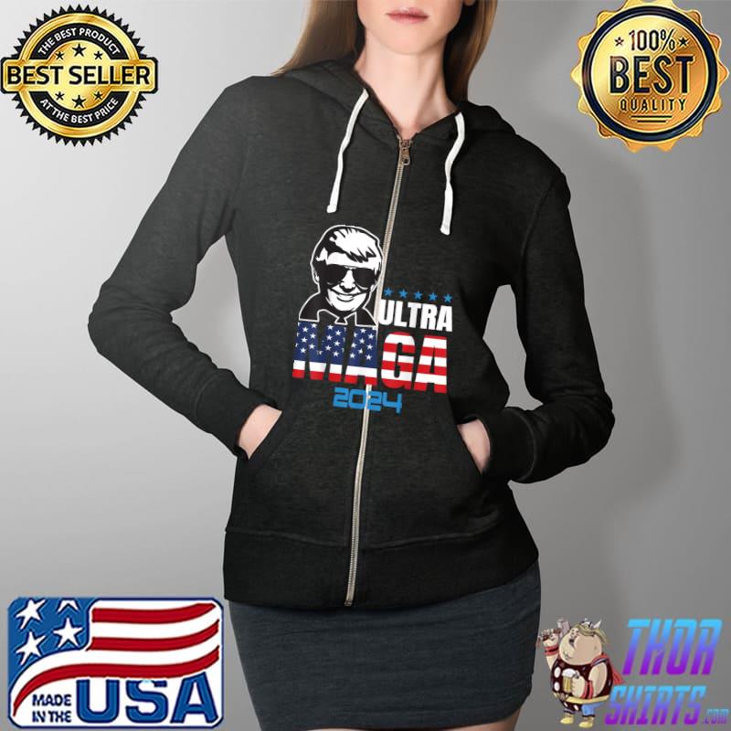 Ultra Mega Patriotic Trump Republicans USA Flag Apparel Tee T-Shirt Full Zip Hooded