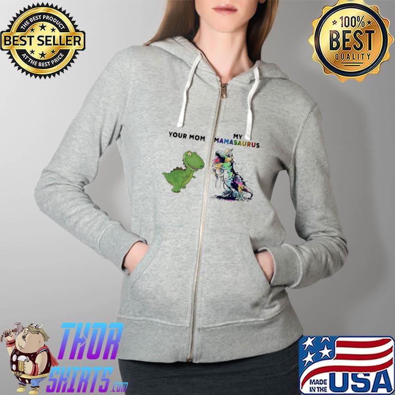 Your Grandma Dinosaur My Mamasaurus Colorfull Shirt Full Zip Hooded