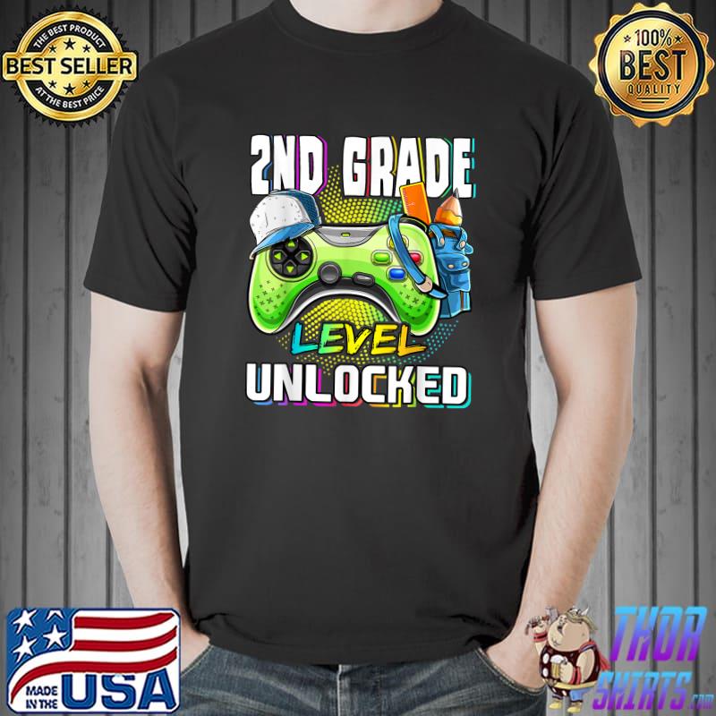 2nd Grade Level Unlocked Video Game Back to School Boys T-Shirt