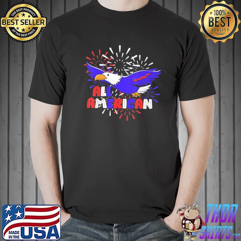 All American patriotic 4th of july eagle fireworks shirt