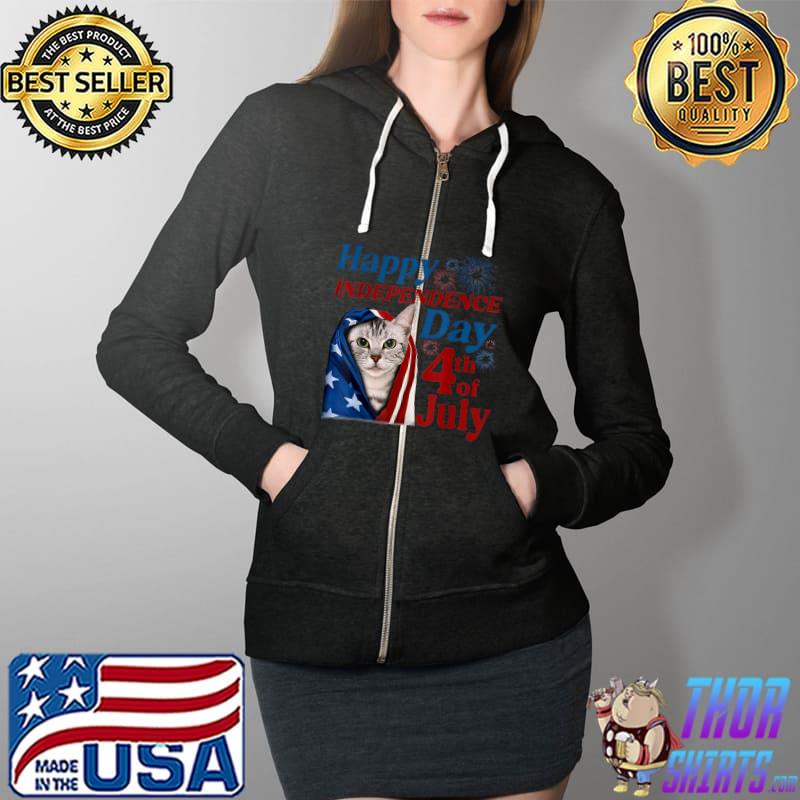 American Shorthair Happy 4th Of July Independence Day T-Shirt Full Zip Hooded