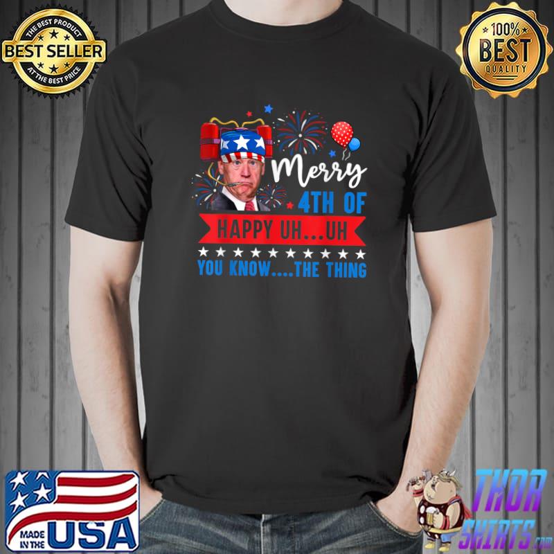 Beer Drinking Biden Confused Happy 4th Of You Know The Thing T-Shirt