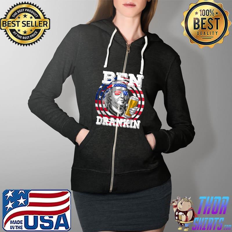 Ben Drankin Beer 4th of July Funny Patriotic USA T-Shirt Full Zip Hooded