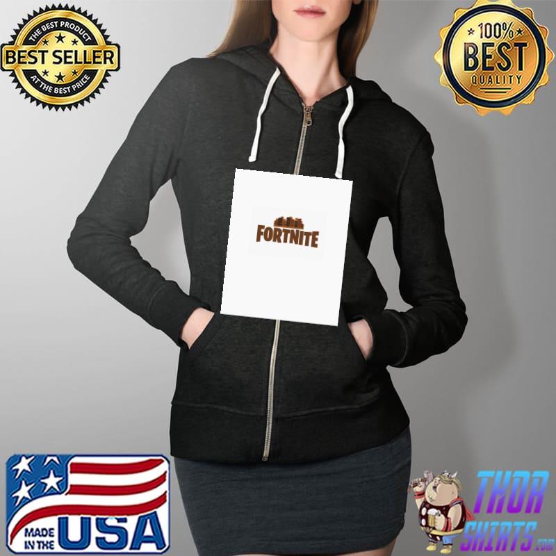 Fortnite letters and city in the background T-Shirt Full Zip Hooded