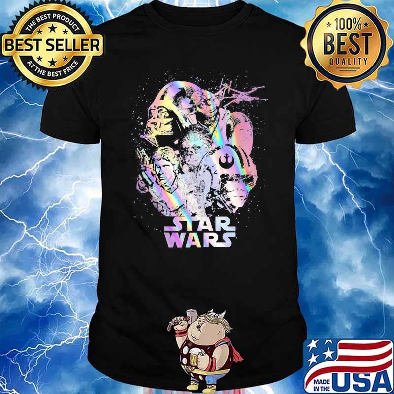 Group shot holographic poster Star wars shirt