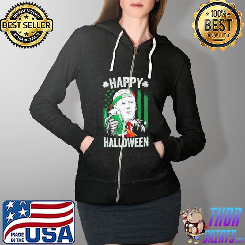 Happy Halloween Biden Irish Shirt Full Zip Hooded