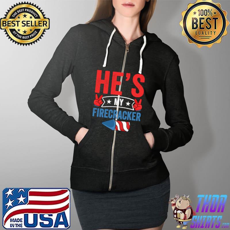 Hes My Firecracker 4th Of July Matching Couples His And Her Essential T-Shirt Full Zip Hooded