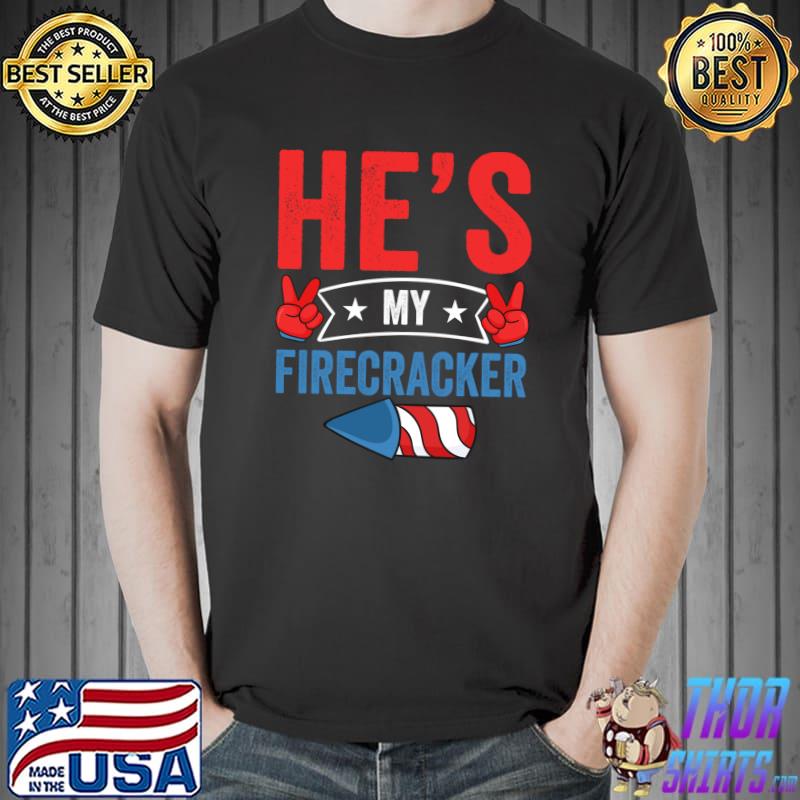 Hes My Firecracker 4th Of July Matching Couples His And Her Essential T-Shirt
