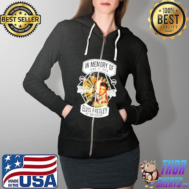 In memory of king of rock elvis presley 88th anniversary 19352023 s Full Zip Hooded