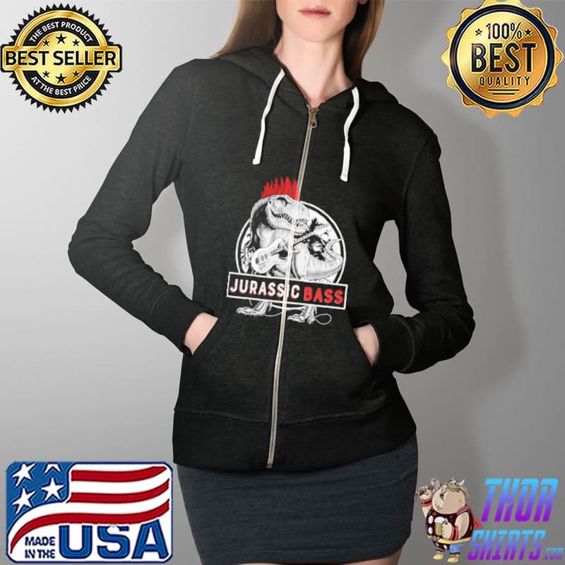 Jurassic Bass T-Rex Dinosaur Shirt Full Zip Hooded
