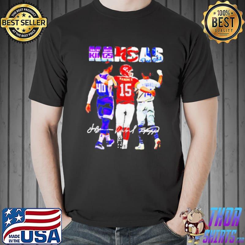Kansas sports teams harrison barnes patrick mahomes edward olivares signatures shirt