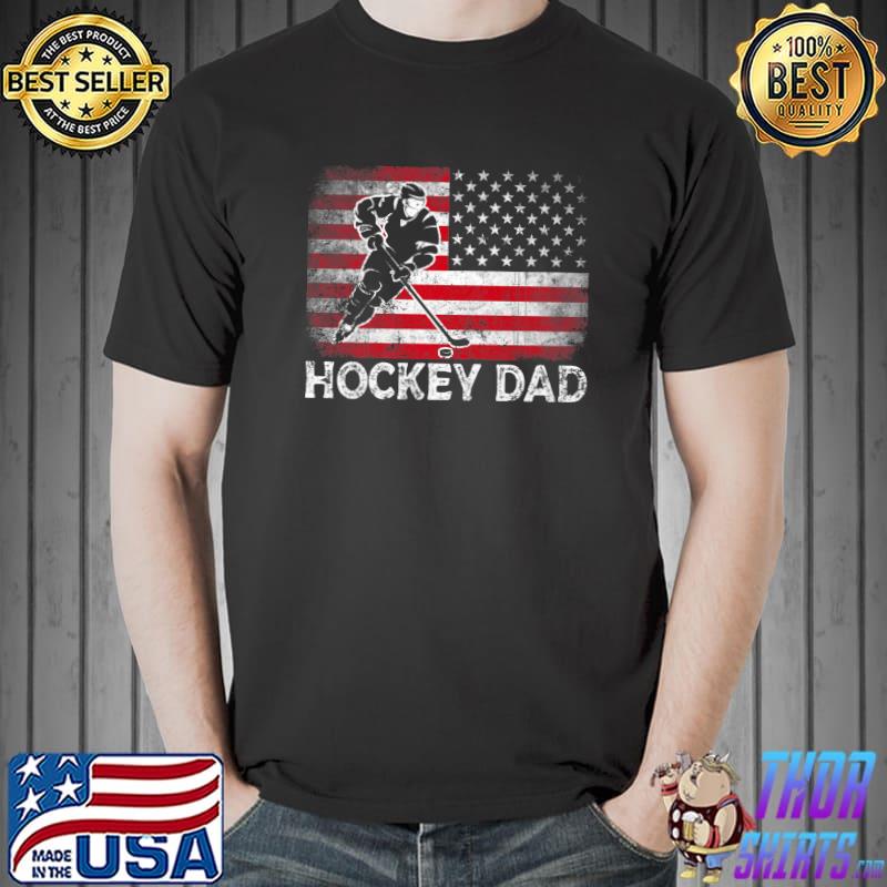 Mens Hockey Dad Vintage American Flag Retro Father's Day Premium T-Shirt