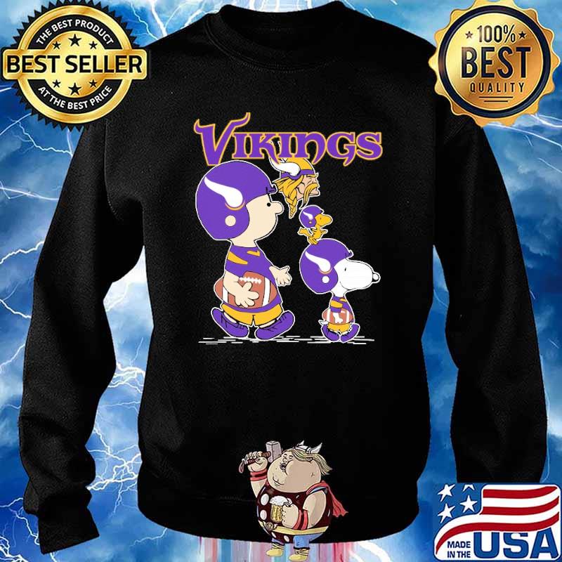 Minnesota Vikings Let's Play Football Together Snoopy NFL Youth Sweatshirt 