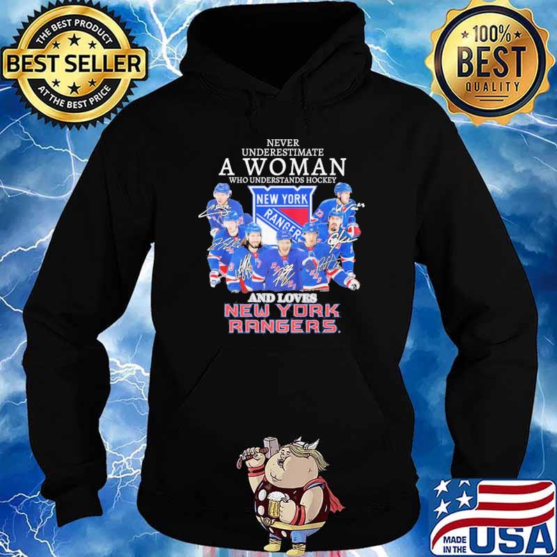 Never underestimate a woman understand hockey loves new york rangers s Hoodie