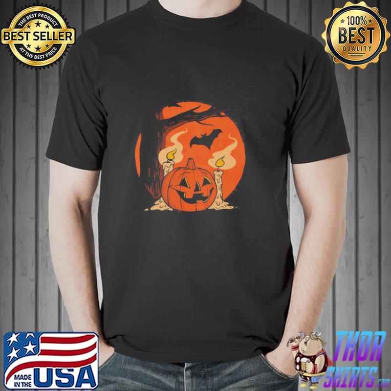New moon pumpkin scene halloween vintage s Unisex