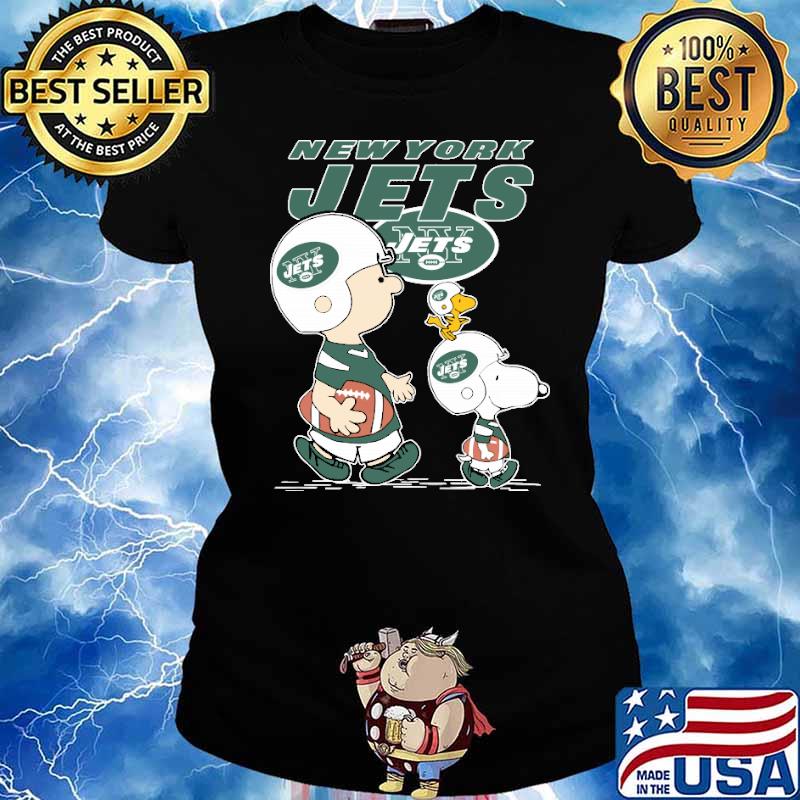 New York Jets Lets Play Football Together Snoopy NFL Shirts Ladies tee