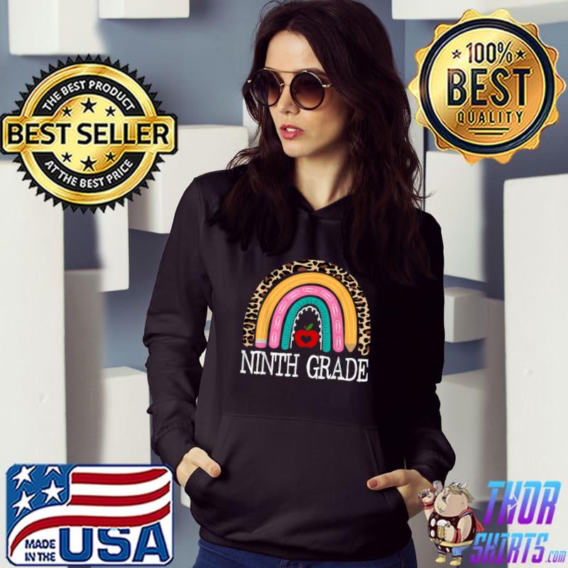 Ninth Grade Teacher Leopard Rainbow Student Back To School T-Shirt Hoodie