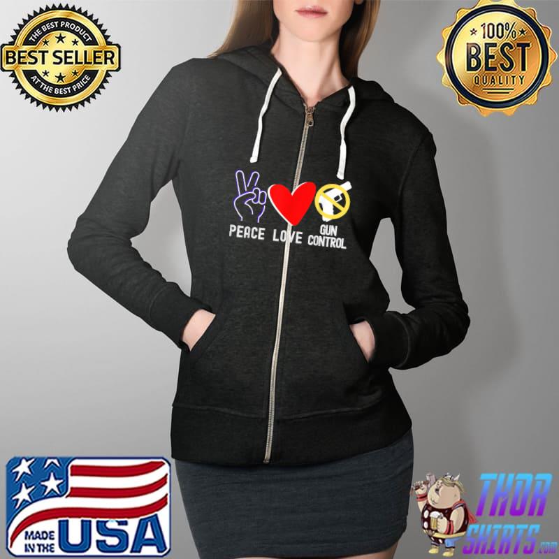 Protect Children Not Guns PEACE LOVE Shirt End Gun Violence T-Shirt Full Zip Hooded