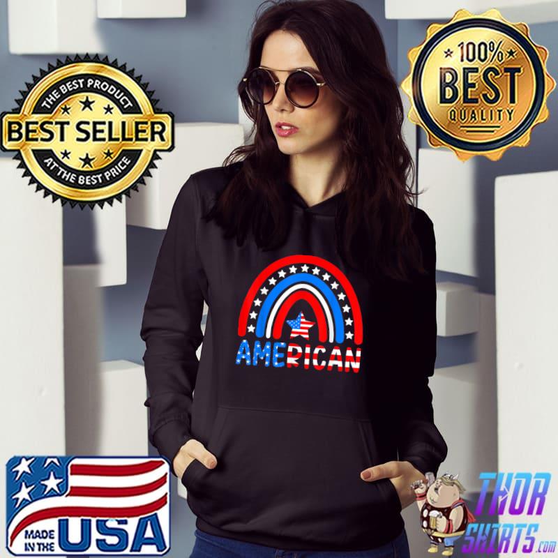 Rainbow American Flag Patriotic Happy 4th Of July Boy Girl T-Shirt Hoodie