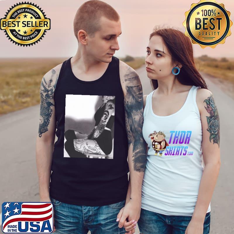 Realism charcoal drawing of sexy woman with tattoos T-Shirt Tank Top