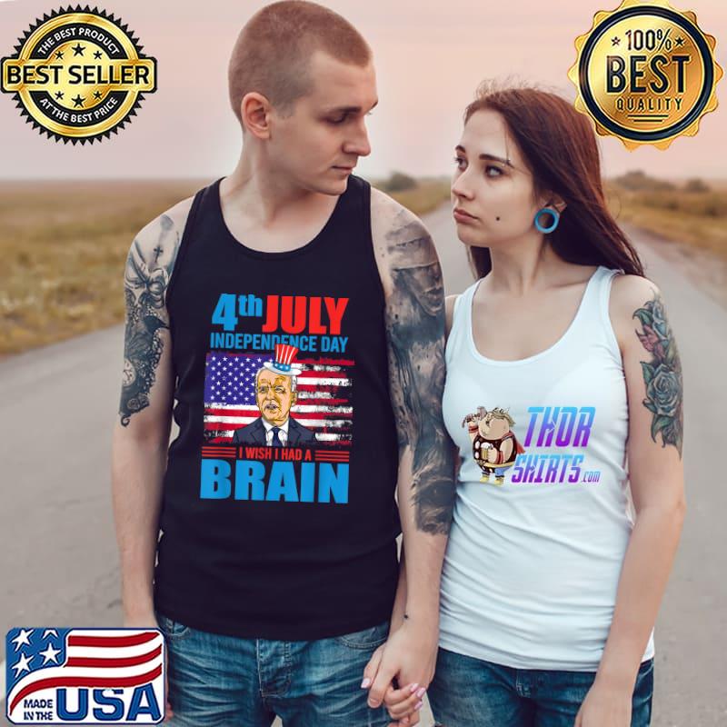 Retro I Wish I Had A Brain Joe Biden Usa Flag 4th Of July T-Shirt Tank Top