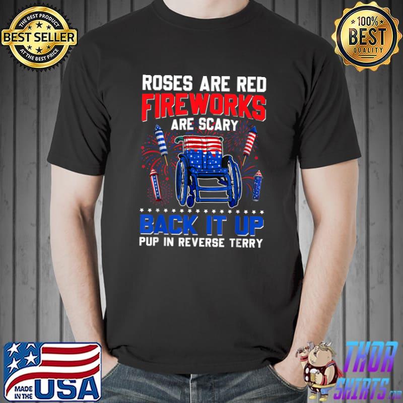 Roses Are Red Fireworks Are Scary Back It Up Terry 4th July T-Shirt