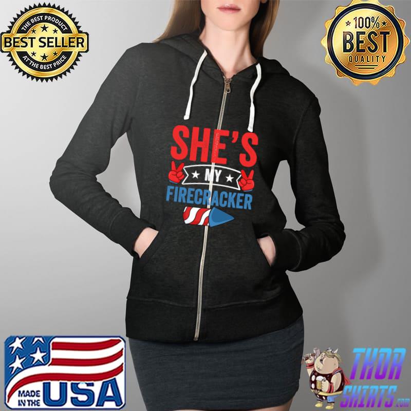 Shes My Firecracker 4th Of July Matching Couples His And Her Essential T-Shirt Full Zip Hooded