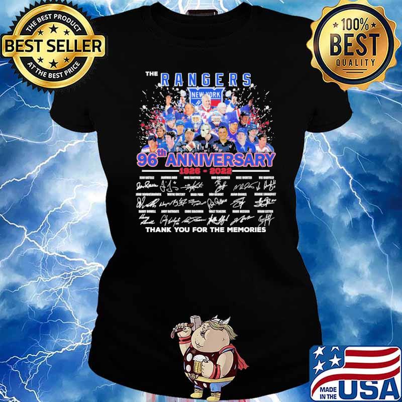 The rangers new york 96th anniversary thank for memories signatures s Ladies tee