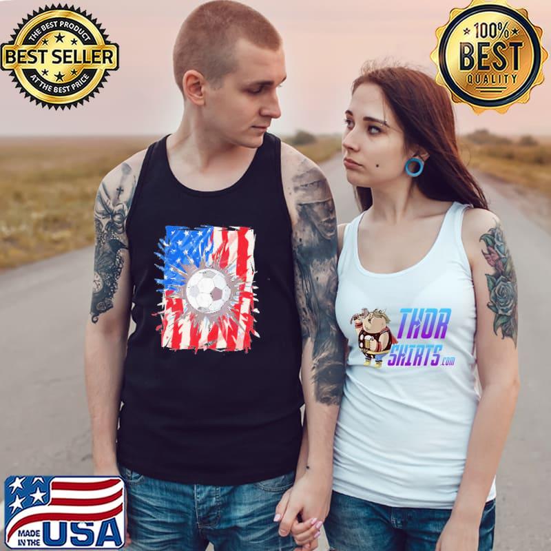 Vintage soccer 4th of july usa American flag s Tank Top