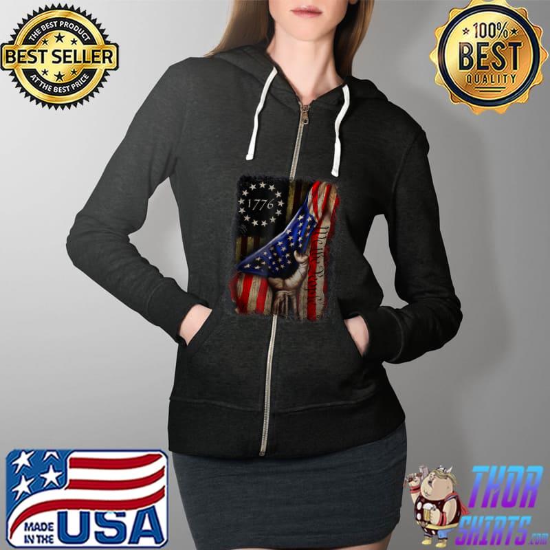 We The People American History 1776 4th Of July US USA Flag T-Shirt Full Zip Hooded