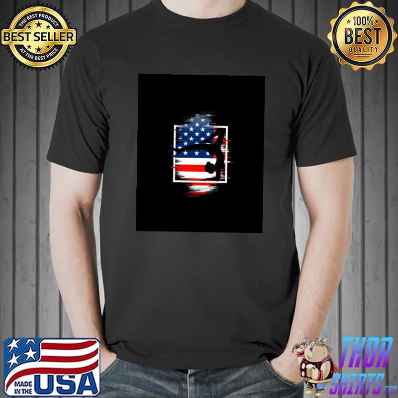 yoga gymnastik sport silhouette withe usa flag - arial silks Graphic T-Shirt