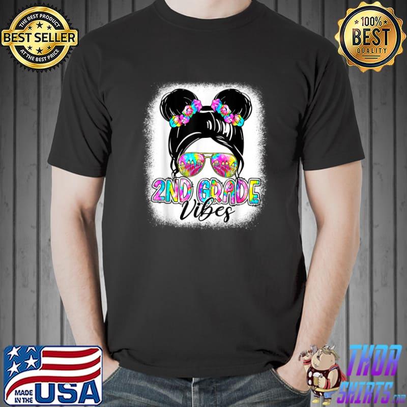 2nd Grade Messy Bun Girl Vibes Tie Dye Back To School Girls T-Shirt