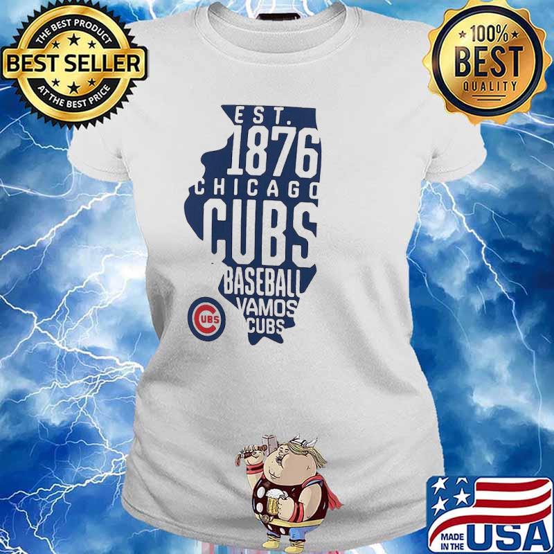 Chicago Cubs Baseball Vamos Cubs Est 1876 Map Shirt Ladies tee