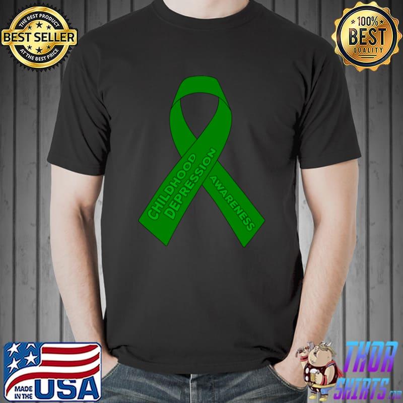 Childhood Depression Awareness Ribbon Green T-Shirt