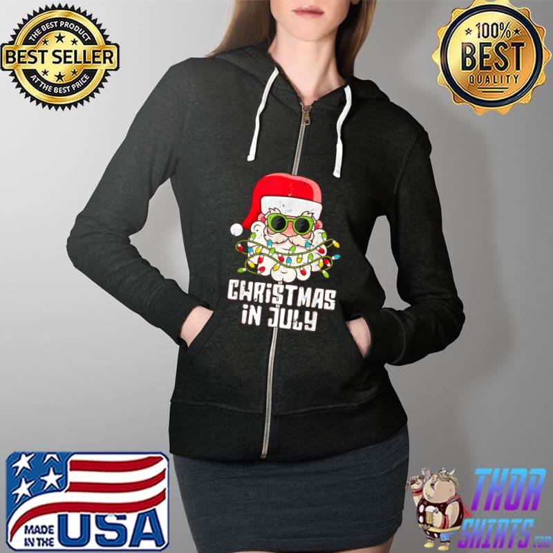 Christmas In July Santa Sunglasses Beach T-Shirt Full Zip Hooded