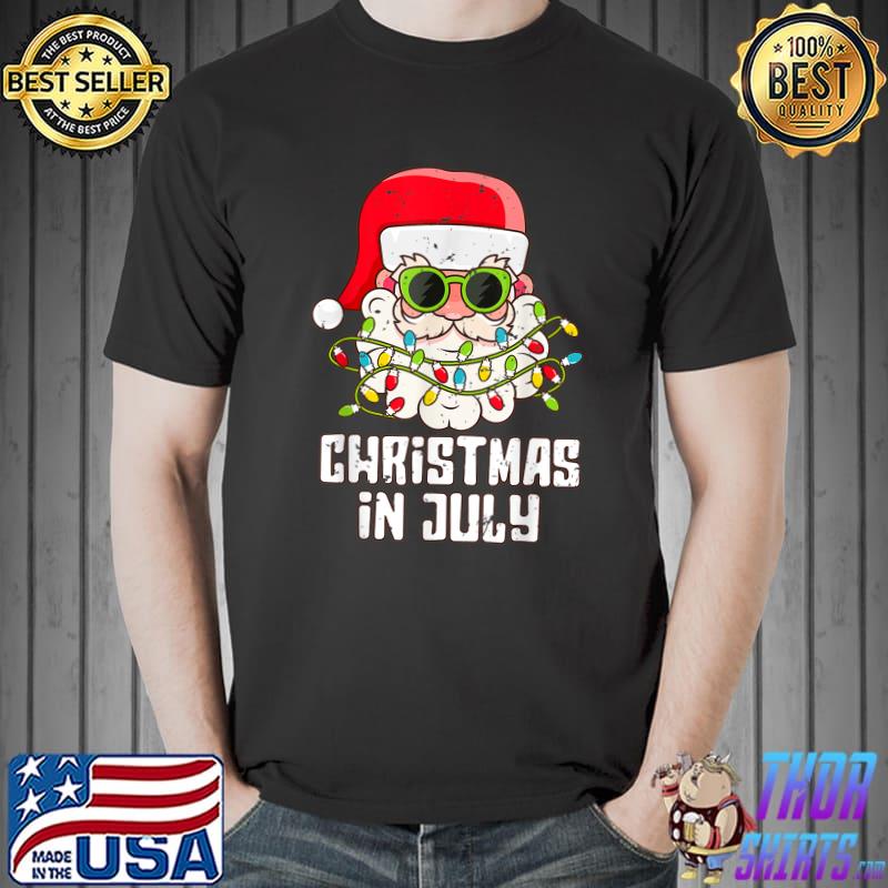 Christmas In July Santa Sunglasses Beach T-Shirt