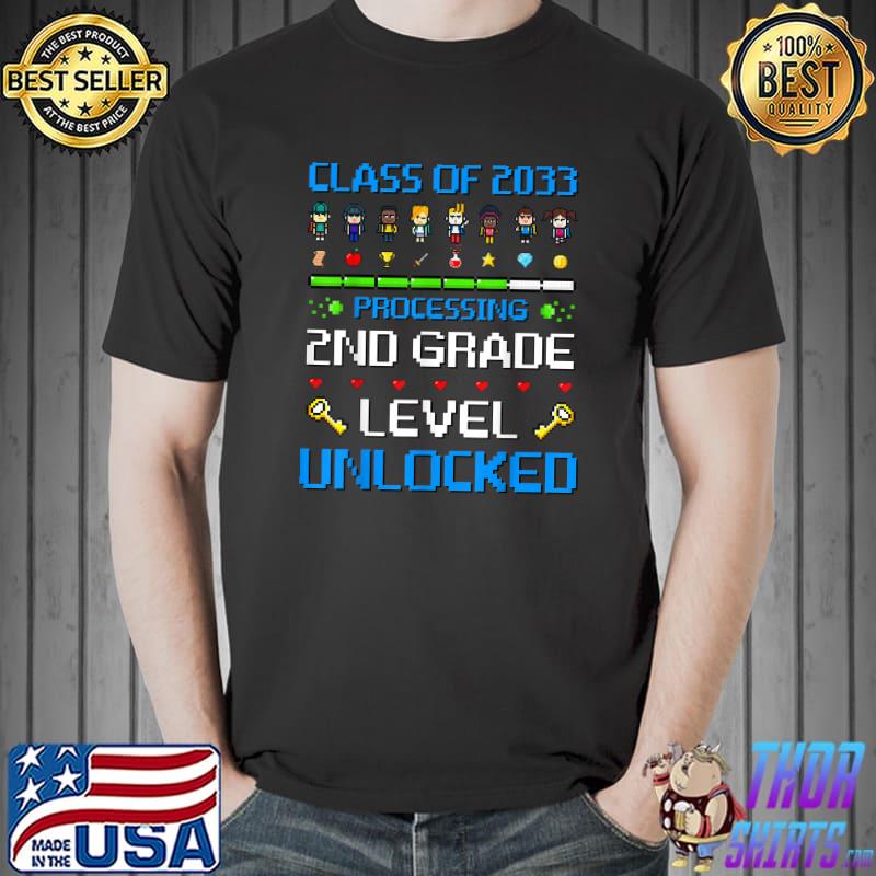 Class of 2033 Processing 2nd Grade Level Unclocked Video Games T-Shirt