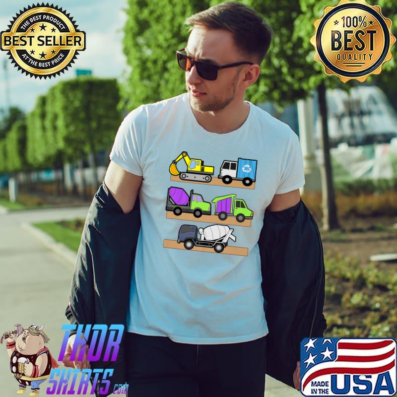 Construction Truck Excavator Concrete Mixer Dump T-Shirt Unisex