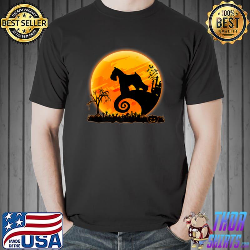 Miniature Schnauzer Dog And Moon Halloween T-Shirt