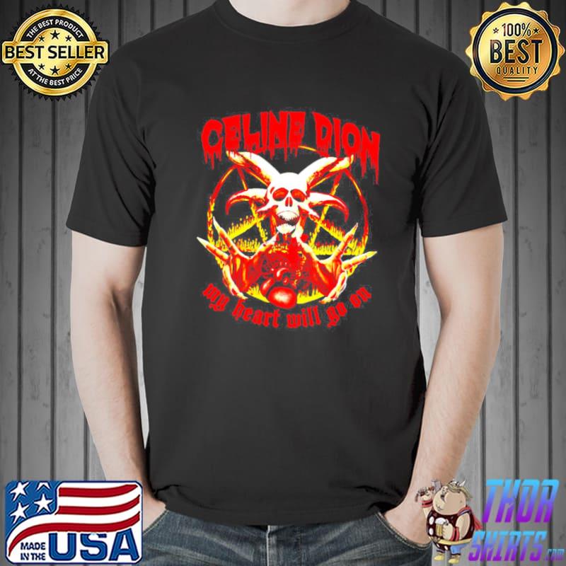 Red retro art celine dion my heart will go on punk rock metal shirt
