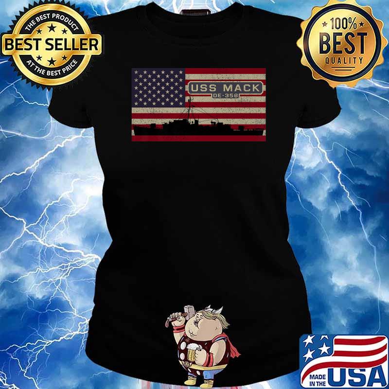 USS Mack DE-358 Ship American Flag Premium T-Shirt Ladies tee